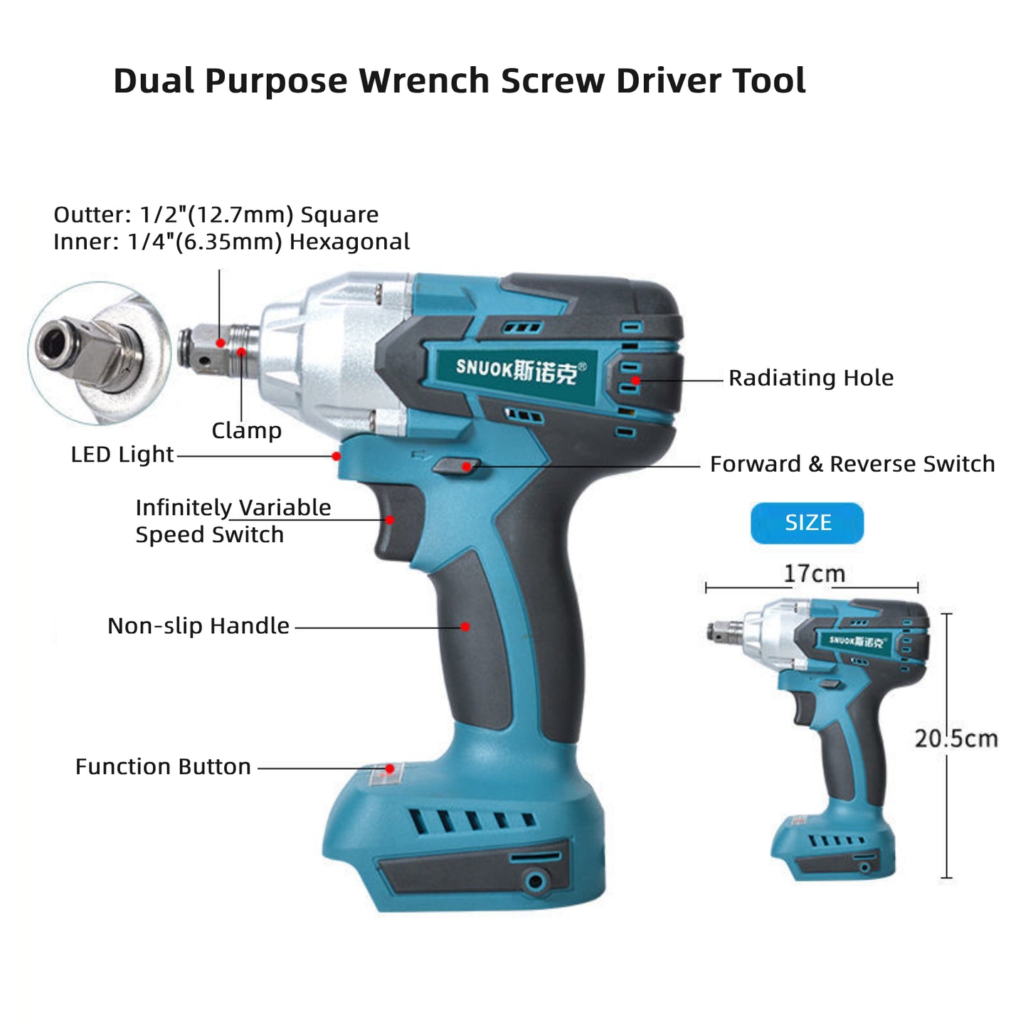 Rechargeable DC21V 380Nm Battery Powered Cordless Wrenches