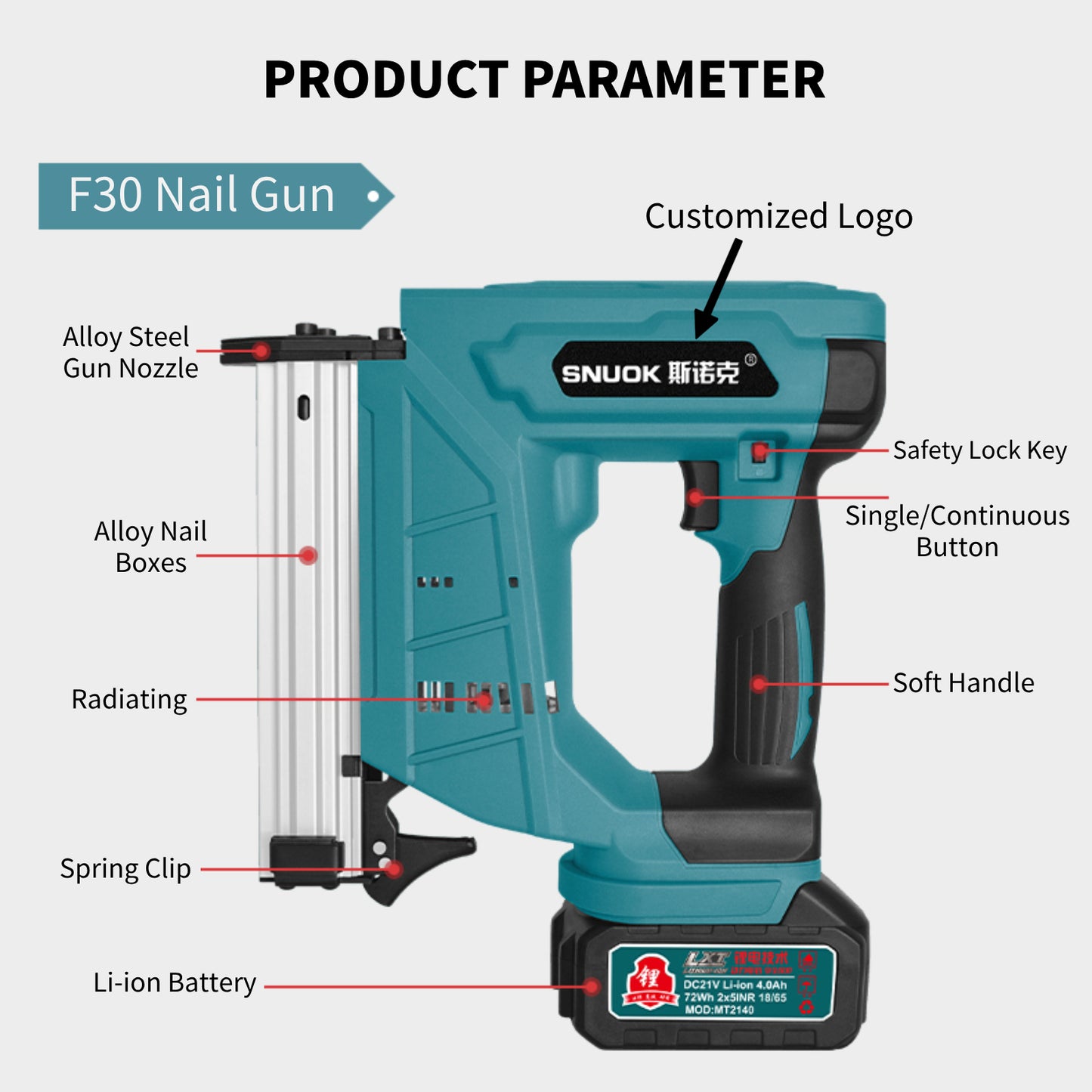 Battery Powered Cordless Nail Gun with Factory Price